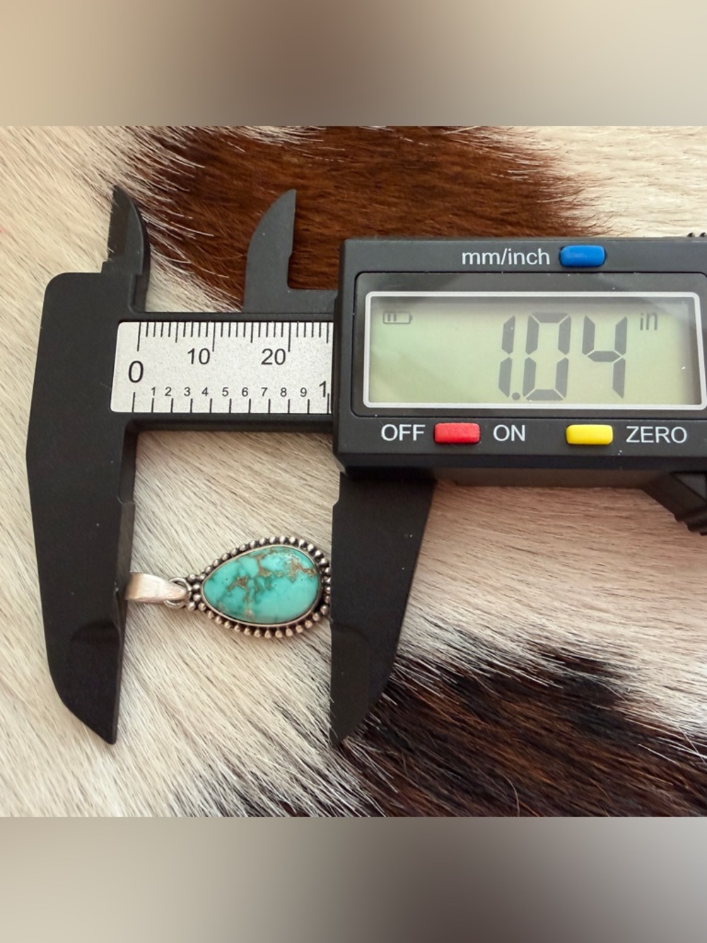 ❤️ Lone Mountain Turquoise Navajo Style Pendant Matte Sterling Silver - Picture 10 of 12